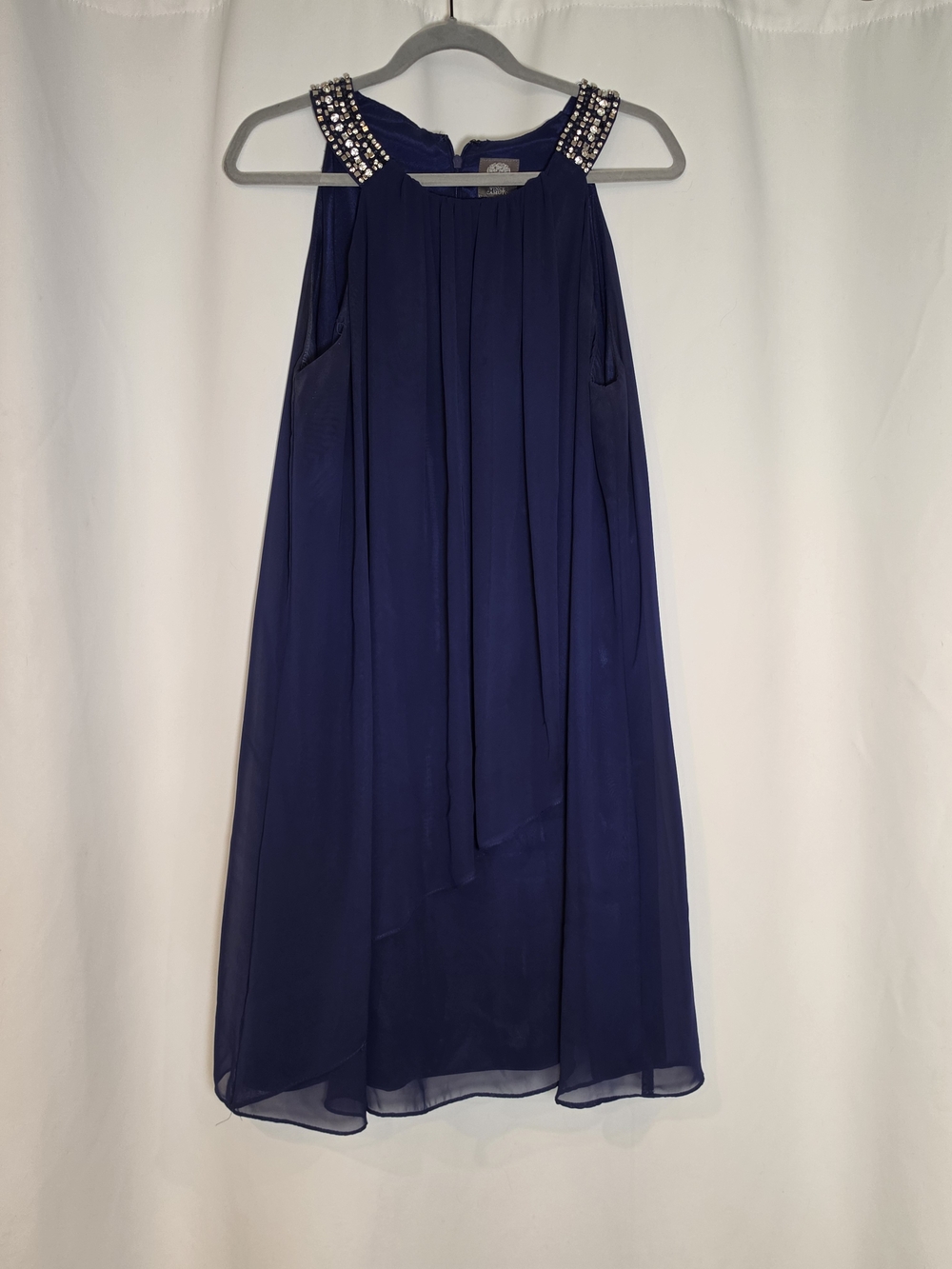 Vince Camuto Navy Beaded Halter Maxi Dress